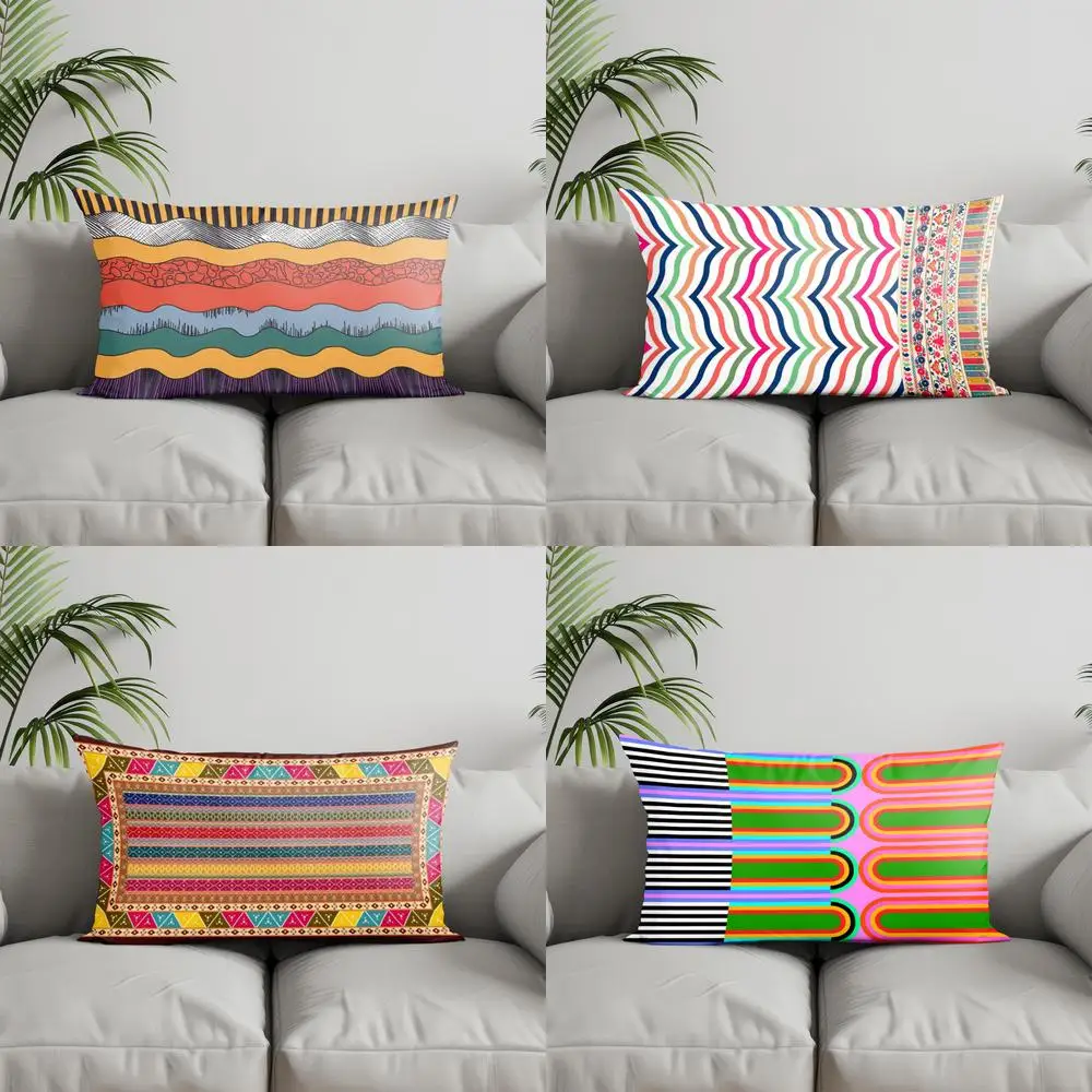 

Home Decor Colorful Geometric Pattern Pillow Suitable For Sofa Bedroom Car Pillow Cover Cushion Rectangular Back Cushion