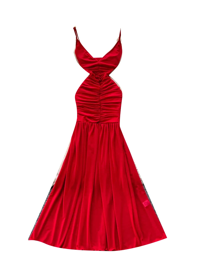 Vestido Longo Sexy de Verão para Mulheres, Saia em A de Cintura Alta com Camada de Tule, Vestido Sem Alças Estilo Coreano de ...