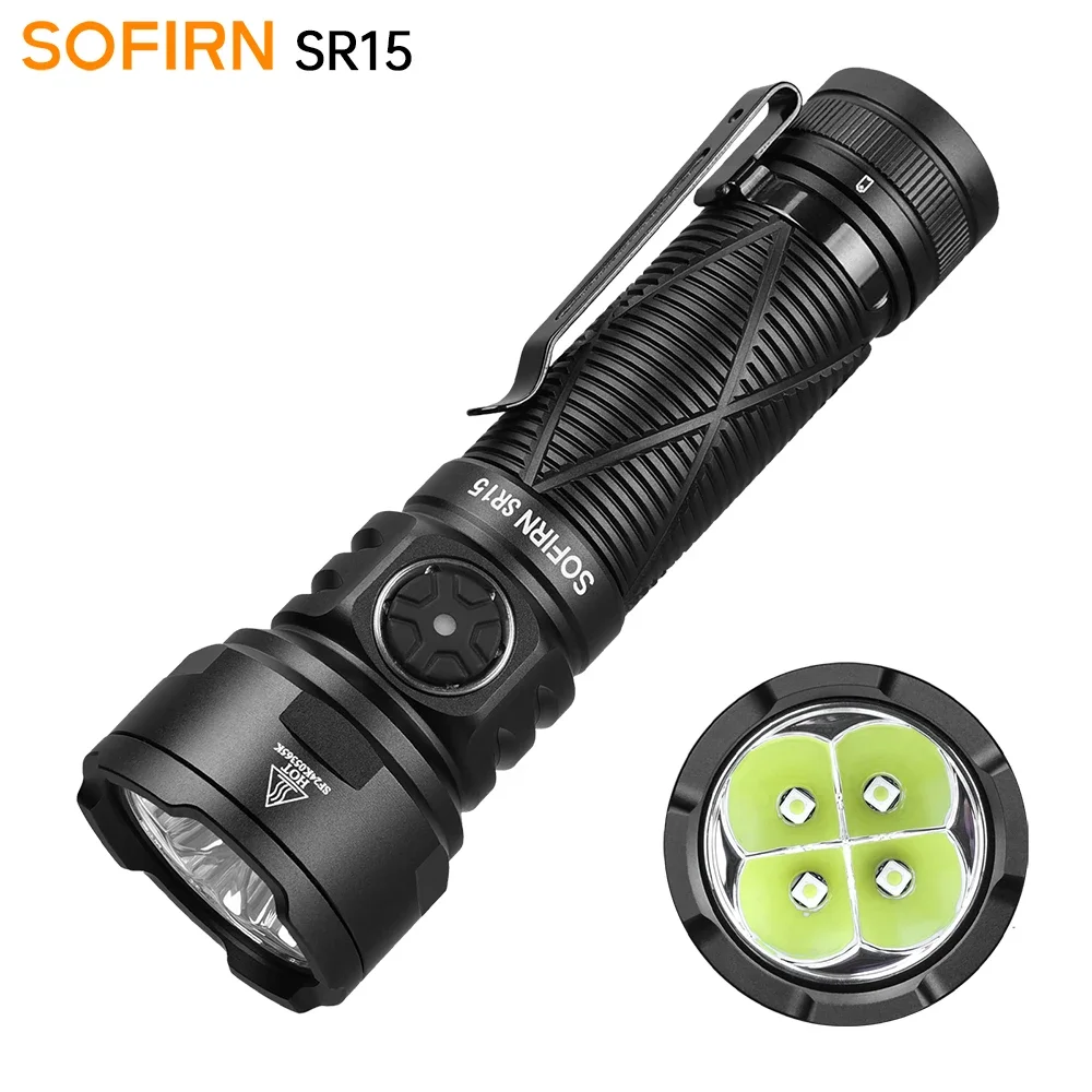 SOFIRN SR15 Rechargeable Flashlight 4500lm Super Bright Long Beam Distance EDC Torch for Camping Fishing