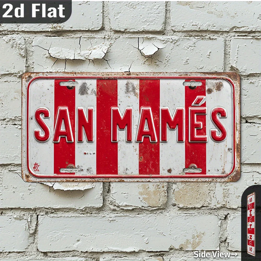 2D Flat, 1pc Sign, Spain, Vintage Metal Sign, Outdoor Wall Decoration, San Mamés Stadium, Retro Wall Art Sign, Suitable for Home
