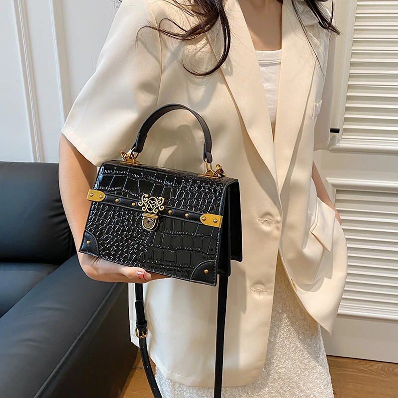 New Fashion Crocodile Pattern Purses and Handbag PU Leather Female Small Shoulder Bag Cross Body Bag Women Short Handle Bag