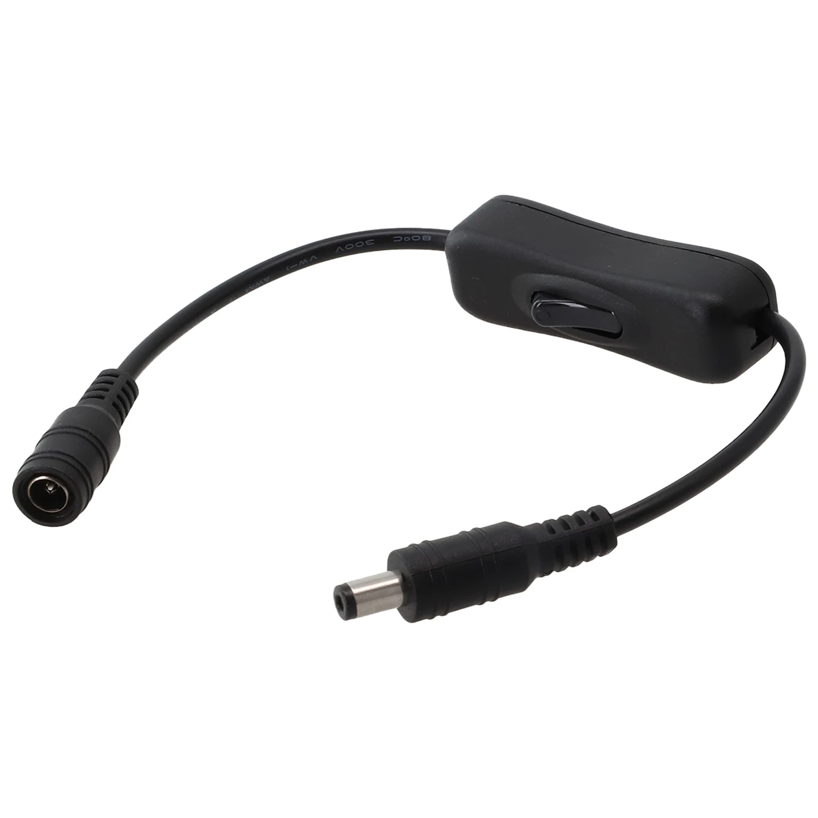Rocker Switch Inline DC Cable 5.5 mm x 2.1 mm for CCTV Cameras LED Strips DVRs and Other 5 12 24 Volt DC Powered Gear