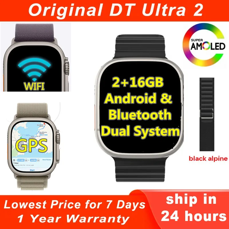 DT Ultra2 Android rich apps ecosystem Android+bluetooth double system 2.06-inch AMOLED HD screen +16GB large memory