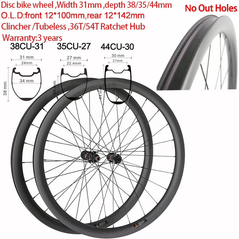 

Super Light Carbon Road Bike Disc Gravel Wheels Width 31mm Ratchet 36T 54T XDR Clincher Tubeless Wheelset 700C 3 Years Warranty