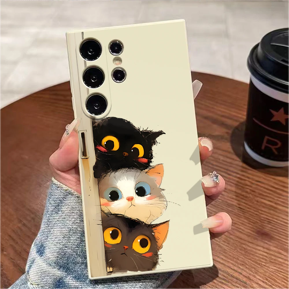 Three Little Kittens Silicone Case For Samsung Galaxy S25 S24 S23 S22 S21Ultra FE A35/A54/A55/A34 5G Note 10/20 Lite Plus  Cover - náhled 6