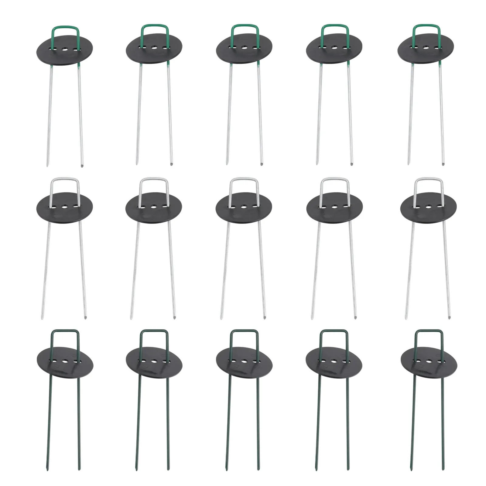 1Set U-Shaped Gardening Stakes Galvanized Metal Long Life Easy Use for Tent Canopy Lawn Artificial Grass Ground Pegs