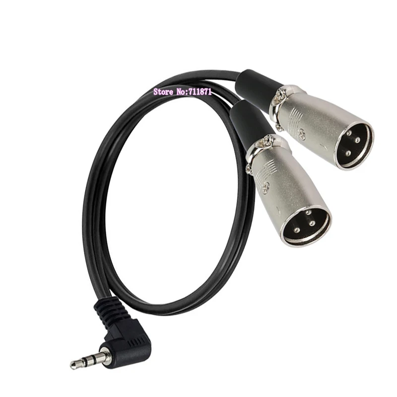 90 Degree Right Angle Bend Stereo TRS 3.5 Male to Double XLR Male Adapter cable Line TRS 3.5mm XLR CANNON Adaptor Line Connector