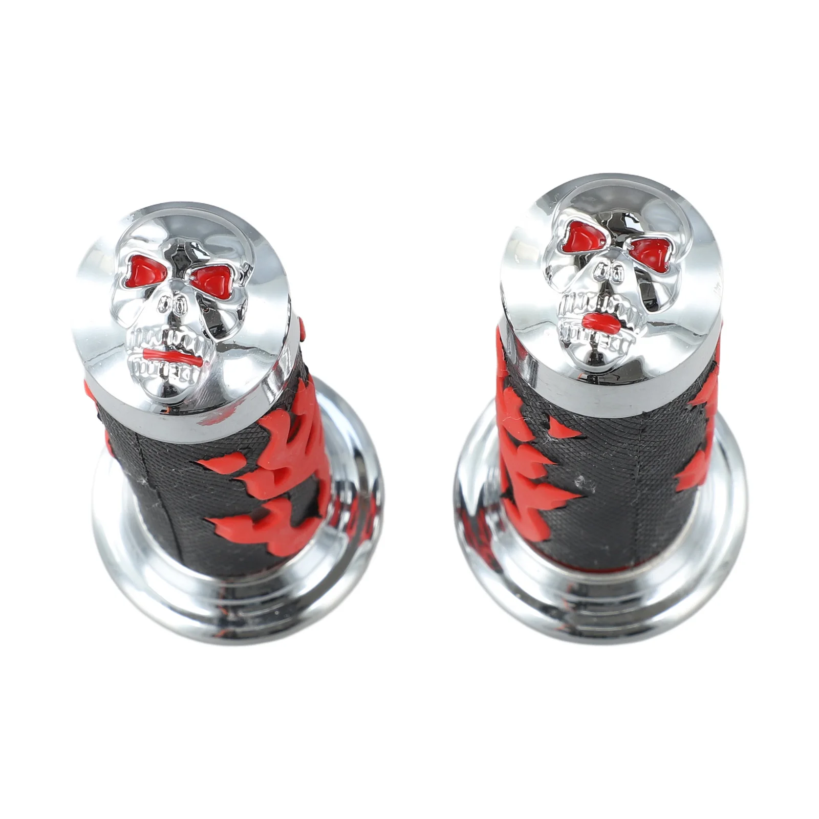 Motorcycle Throttle Grips Pair 22mm Diameter Rubber Handlebar Covers 78 Inches Long with Flame Skull Pattern for Motorcycles