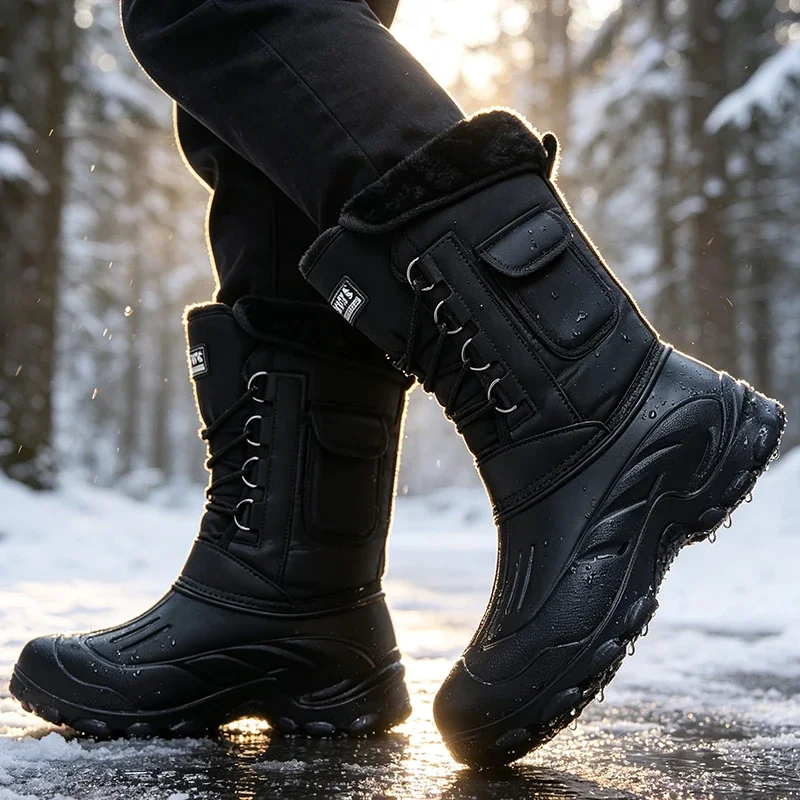 Men Winter Snow Boots Outdoor Fishing Shoes Snow Trekking Shoes Male Outdoor Waterproof Walking Warm Men Sneakers Men Boots view 5