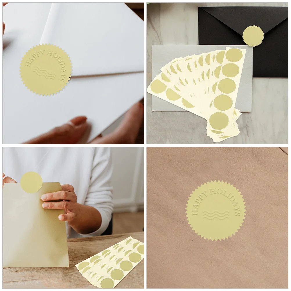 200 قطعة من ملصقات الذهب المزخرفة بحافة إسكالوب معدنية وختم ذاتي اللصق لجوائز الشهادة للاستخدام المكتبي الحراري المستدير #5