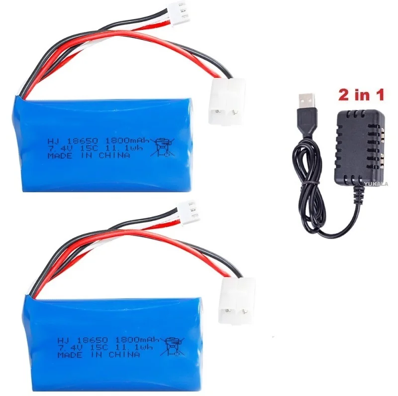 2S 7.4V 1800mAh 18650 Li-ion Battery/USB charger for HJ806 HJ810 R/C boat parts Henglong 3818 3819 3838 3839 3889 R/C tank parts