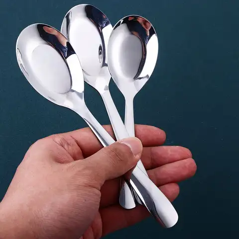 Home Stainless Steel Kitchen Dining Tableware Dinner Scoop Flatware Soup Spoon