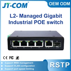 5 Port 1000M POE Switch Ethernet Industrial Gigabit,5 Portas 1.25G Network Switcher 1.25G SFP Uplink L2-Managed, Web Management