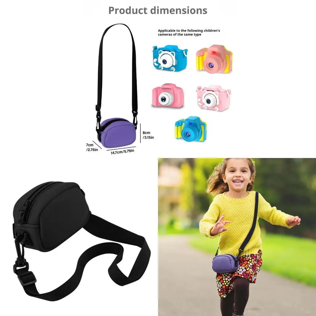 E1PF Adjustable Neck Straps Kids Camera Case With Soft Diving Material For Digital