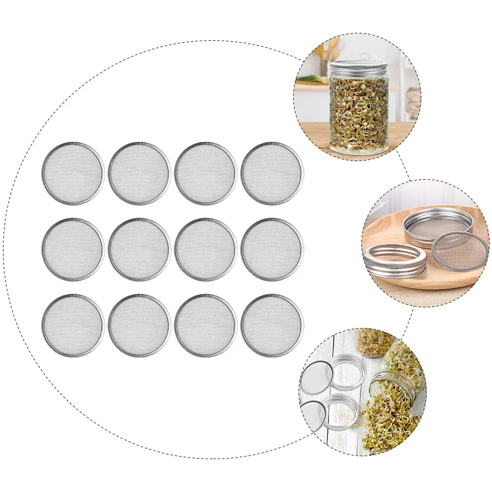 

6pcs Stainless Sprouting Jar Lid Mesh Filter Wide Mouth Mason Jar Accessories Versatile Filter Mesh Household Cover