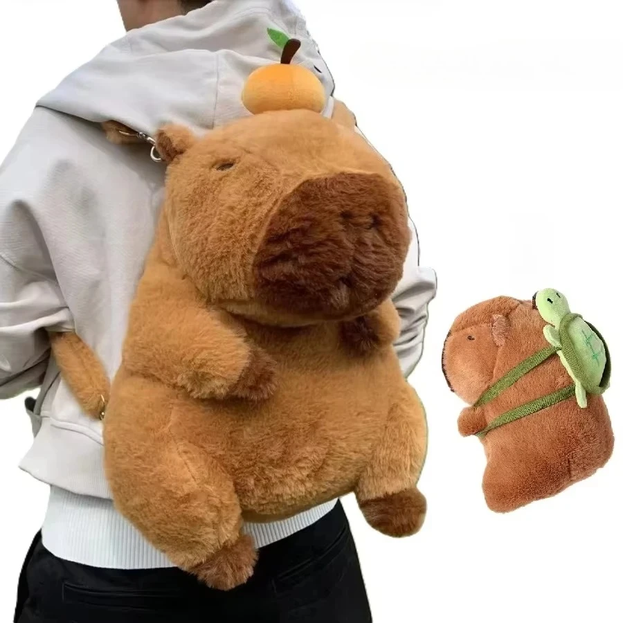 Capibara mochila bonito capivara bolsa de pelúcia moda plushie mochila kawaii animal mini push carteira feminina sacos presente