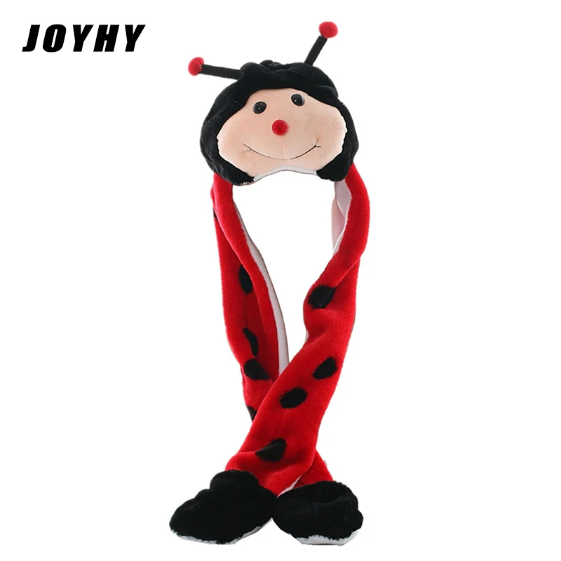 JOYHY Kids Boys Girls Cute Red Ladybug Plush Animal Hats with Paw Gloves Womens Teenagers Christmas Halloween Winter Beanie Caps