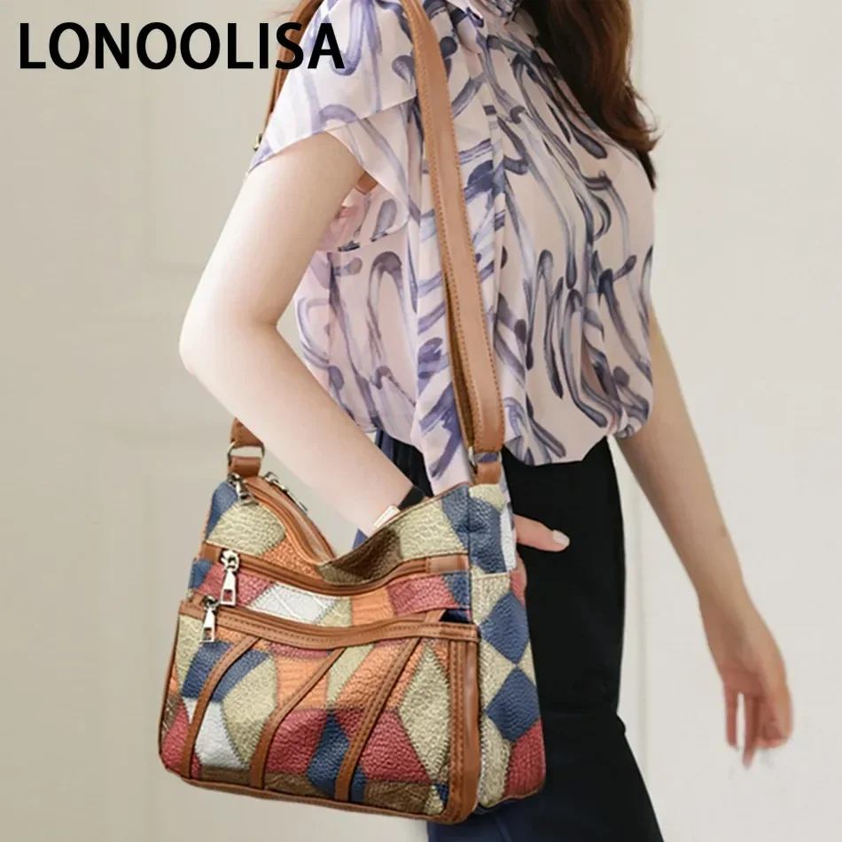 Soft Leather Purses and Handbags Casual Shoulder Crossbody Bags for Women 2024 Vintage Multi-pocket Ladies Messenger Bags Design