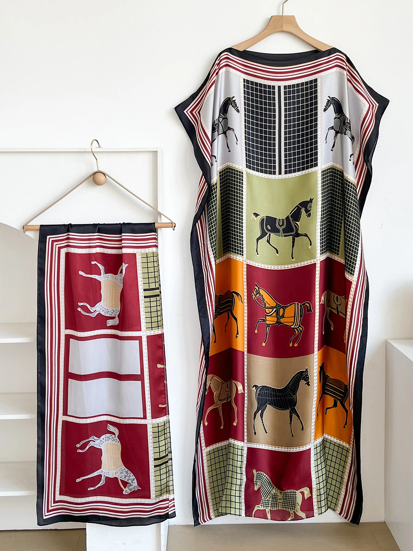 Elegant Printed Silk African Shawl Summer Fashion Long Hijab Kaftan Dress Oversize Muslim Lady Kuwait Abaya Scarf for Women view 4