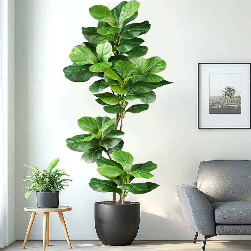 51in Artificial Ficus Plants Branches Real Touch Rubber Leafs Fake Banyan Tree Plastic Plants For Home Garden Office Shop Decor