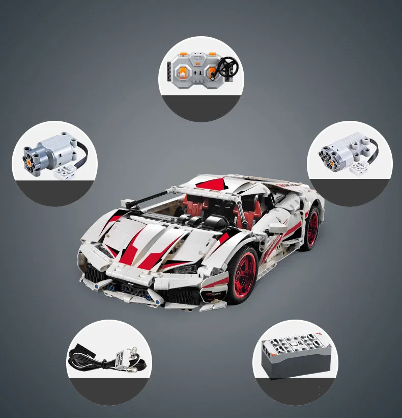テクニカル1:10スケール2.4GHzリモートコントロールスーパースポーツカー Huracan LP610 組み立てブロックRCカー ブリックスーパーカートイ ギフト用