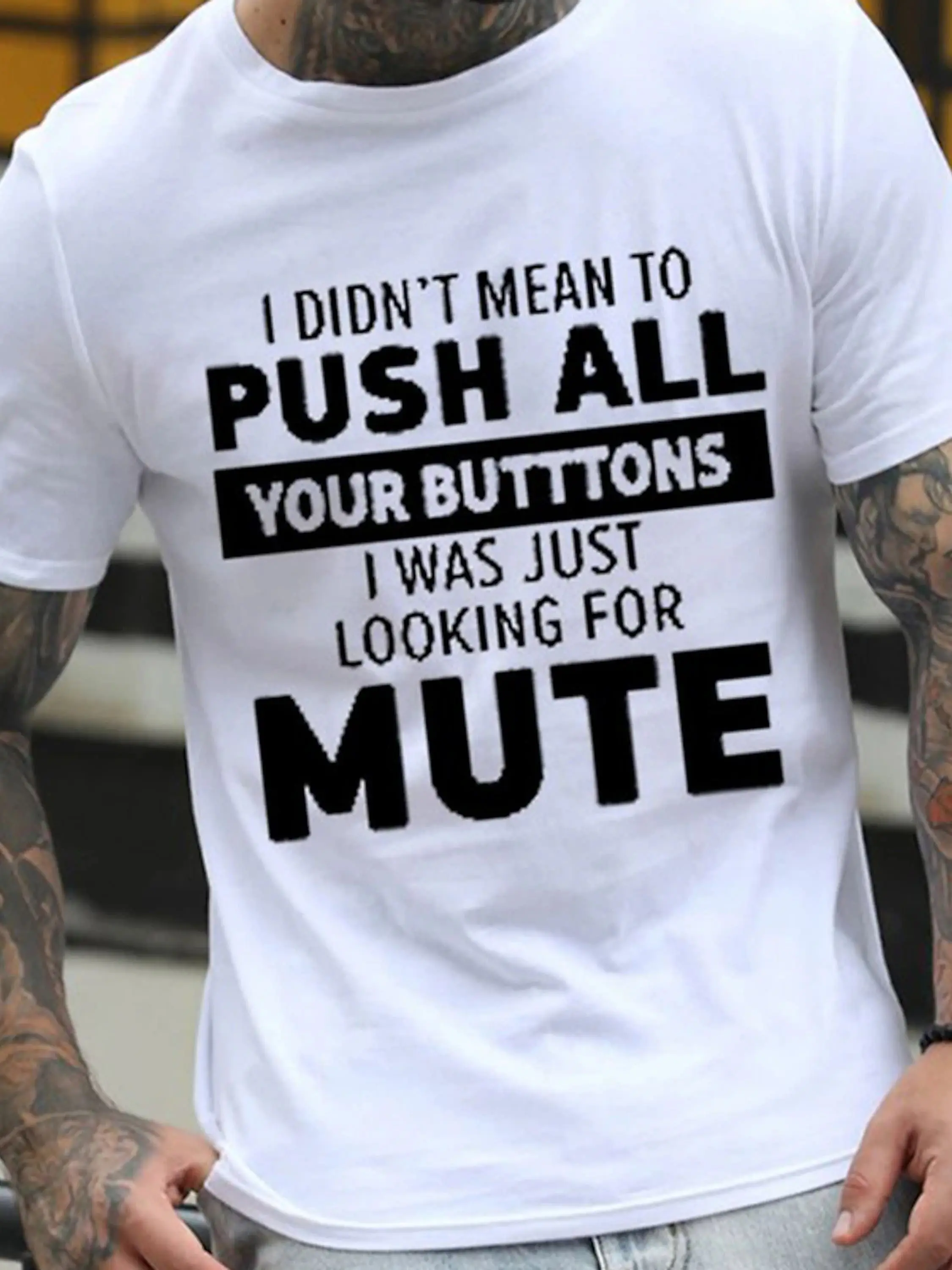 Men's 100% cotton T-shirt - Retro casual short-sleeved printed round-neck shirt, breathable and comfortable