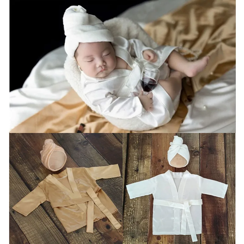 

Newborn Photography Costume Baby Bathrobe Headband Set Baby Girl Boy Full Moon Night Robe Photo Shooting Props Posing Outfit