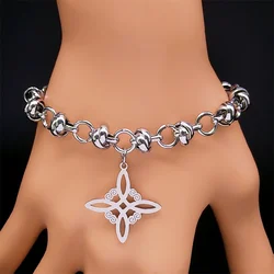 Aesthetic Celtic Knot Irish Pendant Bracelet Stainless Steel for Women Men Lucky Amulet Protection Chain Jewelry nudo de bruja