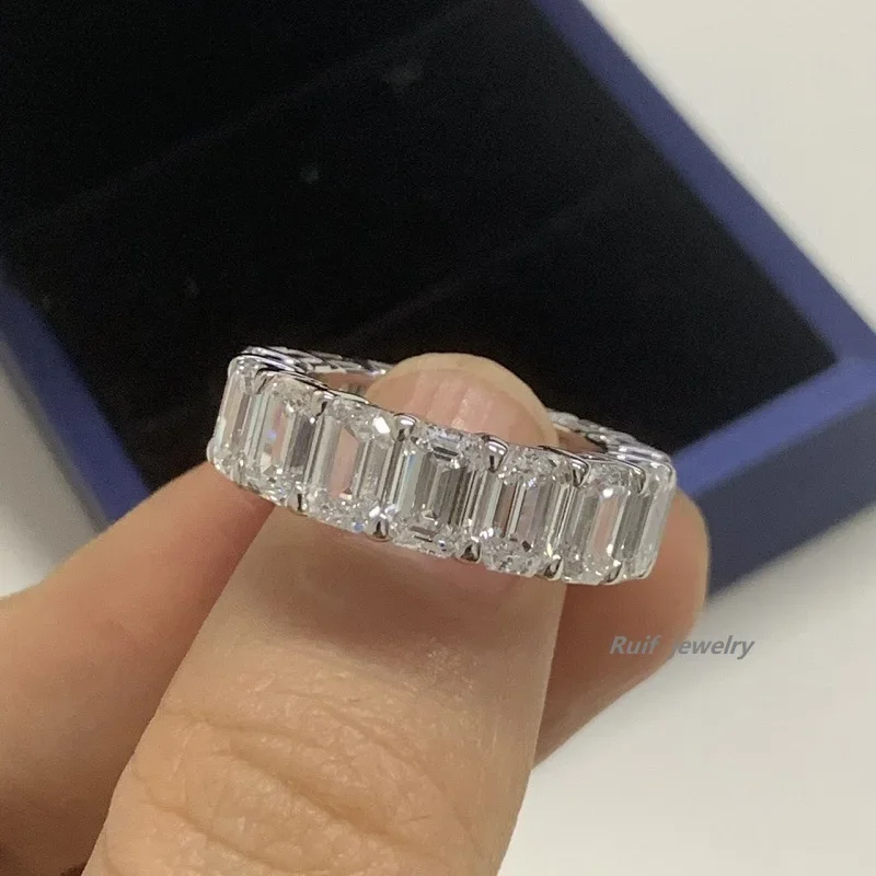 Ruif Customize 18K Emearld Cut Lab Grown Diamond Eternity Rings for Women Wedding Fine Jewelry