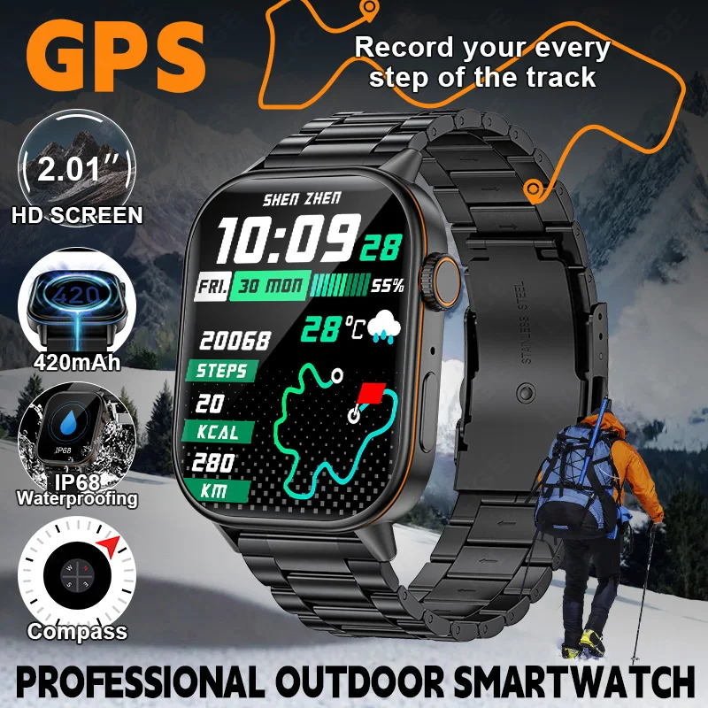

LIGE Men Smart Watch Bluetooth Calling Compass Outdoor Sports Fitness Tracker GPS Motion 420mAh Health Monitoring Smartwatch Men
