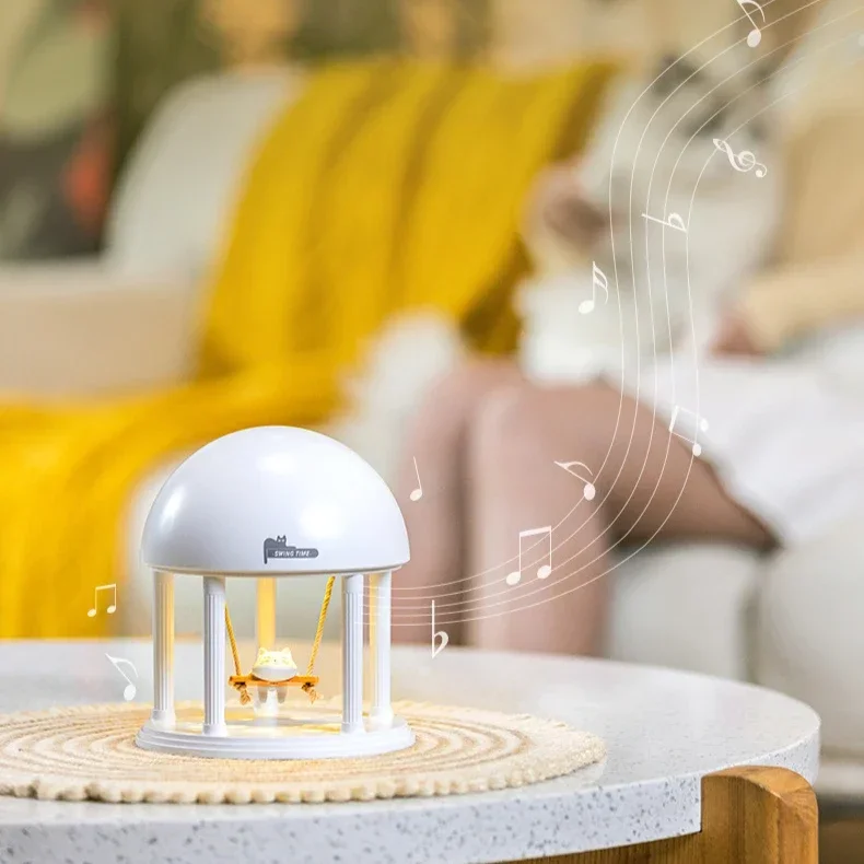 Dreamy Projector Ambient Night Light Wireless Bluetooth Speaker High Pitched Swing Little Cat Music Box Ambient Light