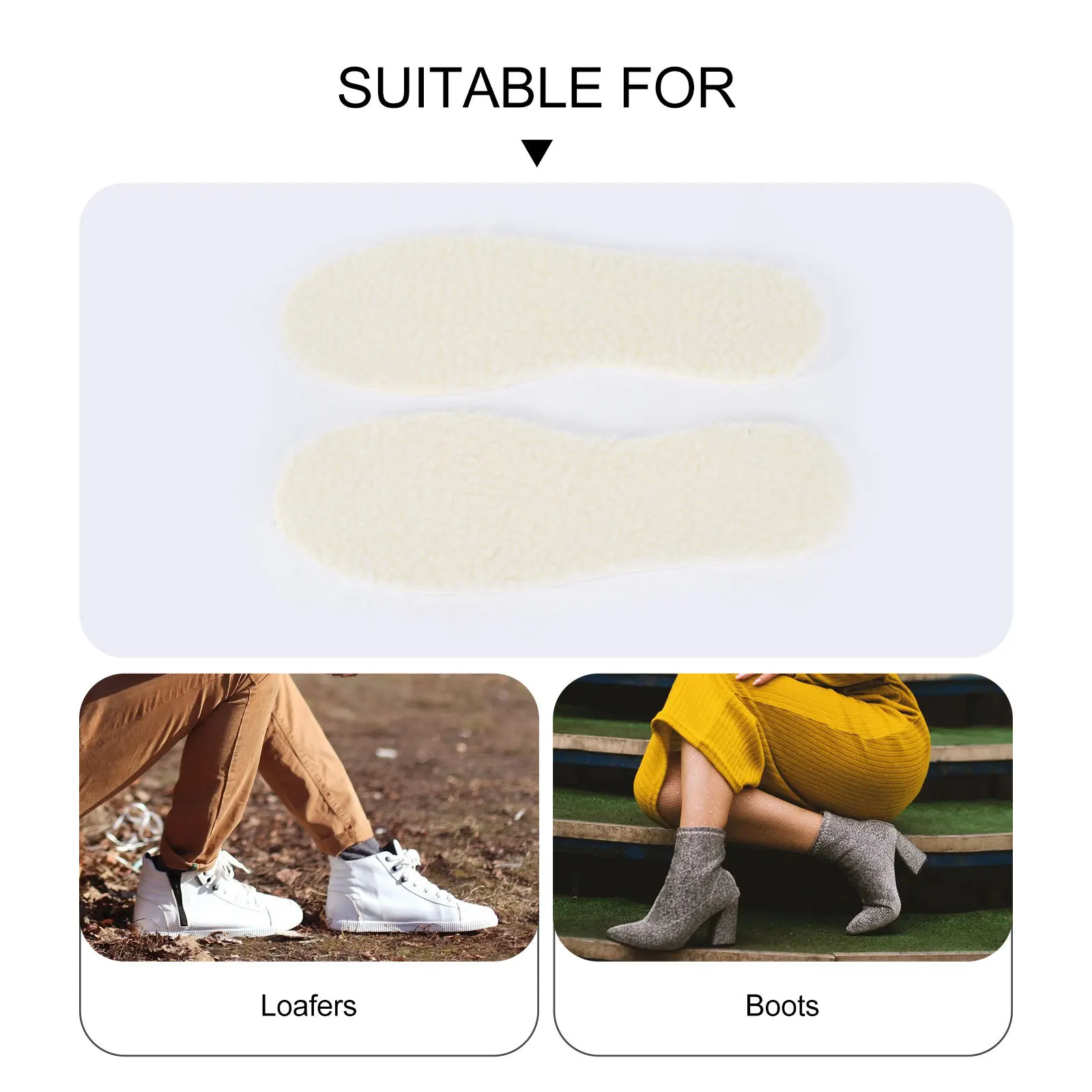 

2pcs Warm Insoles 35-46 Imitation Lambs Wool Thickened Shoe Inserts Breathable Non-Slip Winter Foot Care Tool