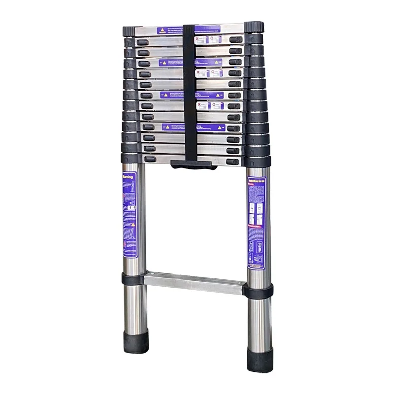 Stainless Steel Telescopic Ladder Without Hook and Aluminum Alloy Structure, Suitable for Engineering and Home Applications