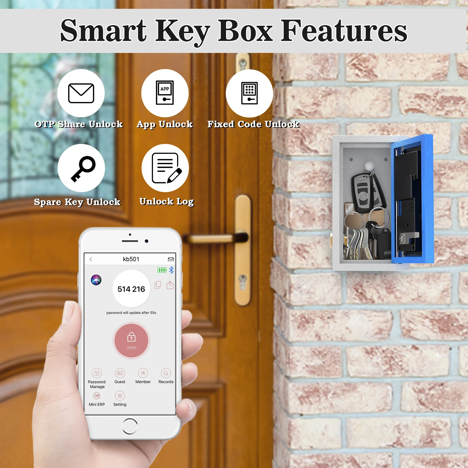 WeHere Hot sale Factory Large Size Safe Wireless Network App Password Fingerprint Smart Key Lock Box