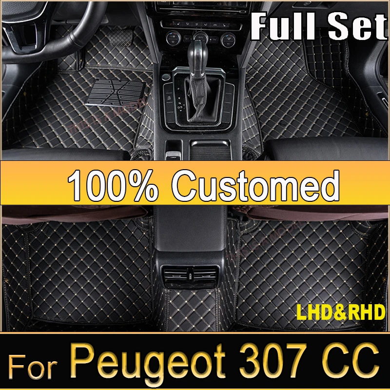 Car Floor Mats For Peugeot 307 CC 2003-2010 DropShipping Center Interior Accessories 100% Fit Leather Carpets Rugs Foot Pads