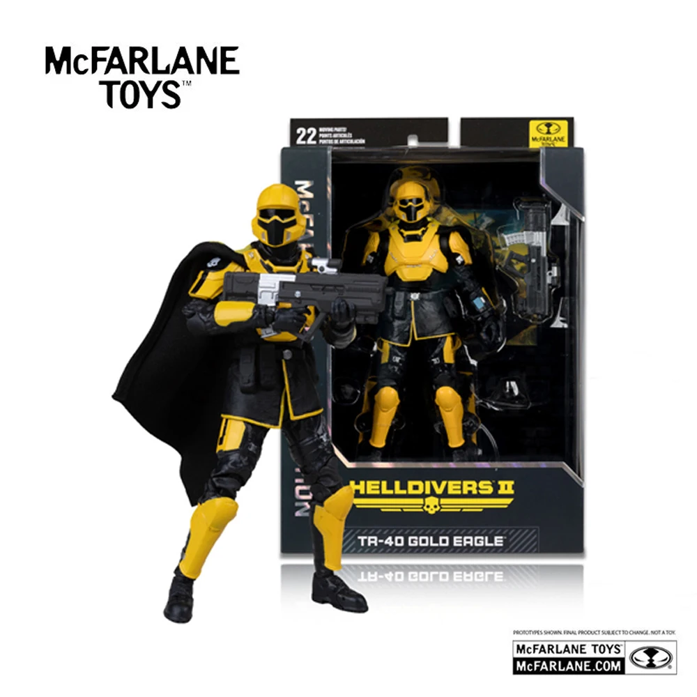 Figura de Acción Mcfarlane Toys Helldiver II T4-40 Gold Eagle Armor, Edición Deluxe de 7 Pulgadas, Modelo Coleccionable