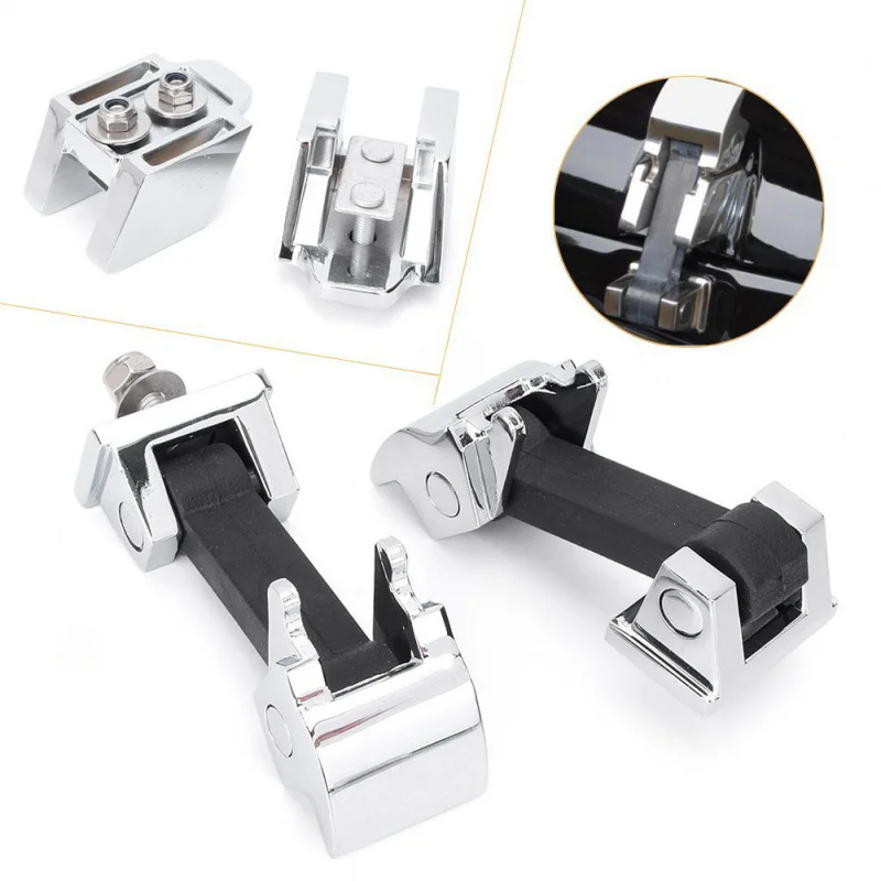 For Jeep Wrangler JK 2/4 Door Chrome Hood Lock Kit Latch Locking Snap Ring Bracket