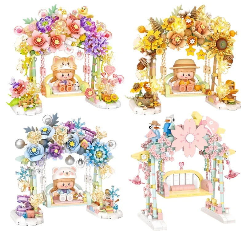 

Swing Building Blocks Small Particle Splicing Toys Micro Scene Display Model Puzzle Flowers Collection Gifts Home Ornament