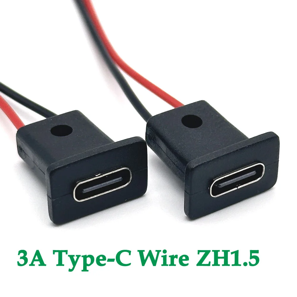 

2Pin USB Type-C Waterproof USB Connector Direct compression female base Female Socket Charging Interface With ZH1.5 Welding Wire