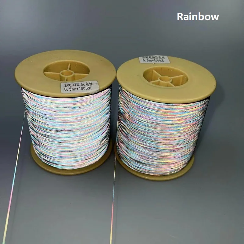 0,5 mm bunter Regenbogen-reflektierender Faden, flacher Seidenfaden, DIY-Kleidertasche, Kleidungsstück, Gurtband, reflektierendes Material – Detail 2
