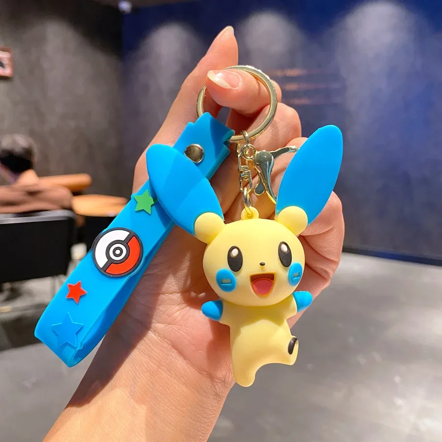 New Cute Pokemon psyduck Pikachu Squirtle Jigglypuff Gengar Keychain Fashion Bag Keyring Couple Pendant Accessories Toy Gift