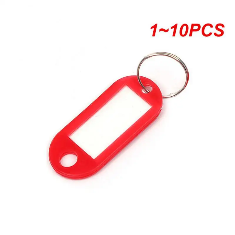 1~10PCS Ring Colorful Plastic Key Fobs Luggage ID Name Label Tag Keyring Keychain Classification Card Key Deduction Card