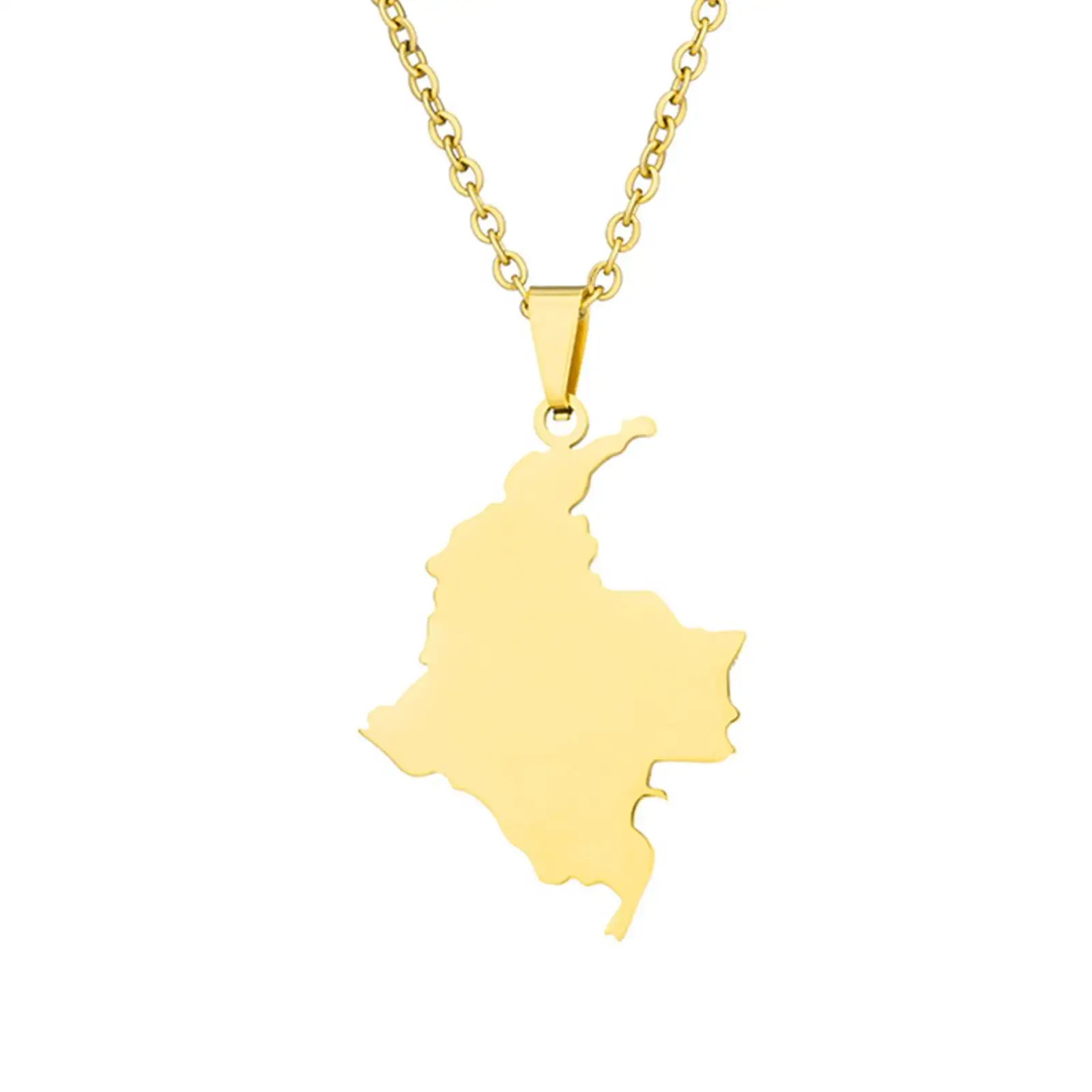Kolumbien-Karte Anhänger Halskette Edelstahl Ethnischer Schmuck Geschenk für Männer und Frauen – Detail 1