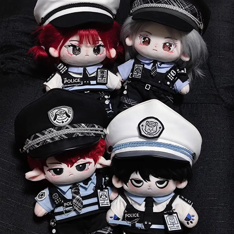 

20cm Plush Toy Doll Police Uniform Set with Hat Shirt Vest Shorts Shoes for Boys & Girls Back to School Birthday Gift