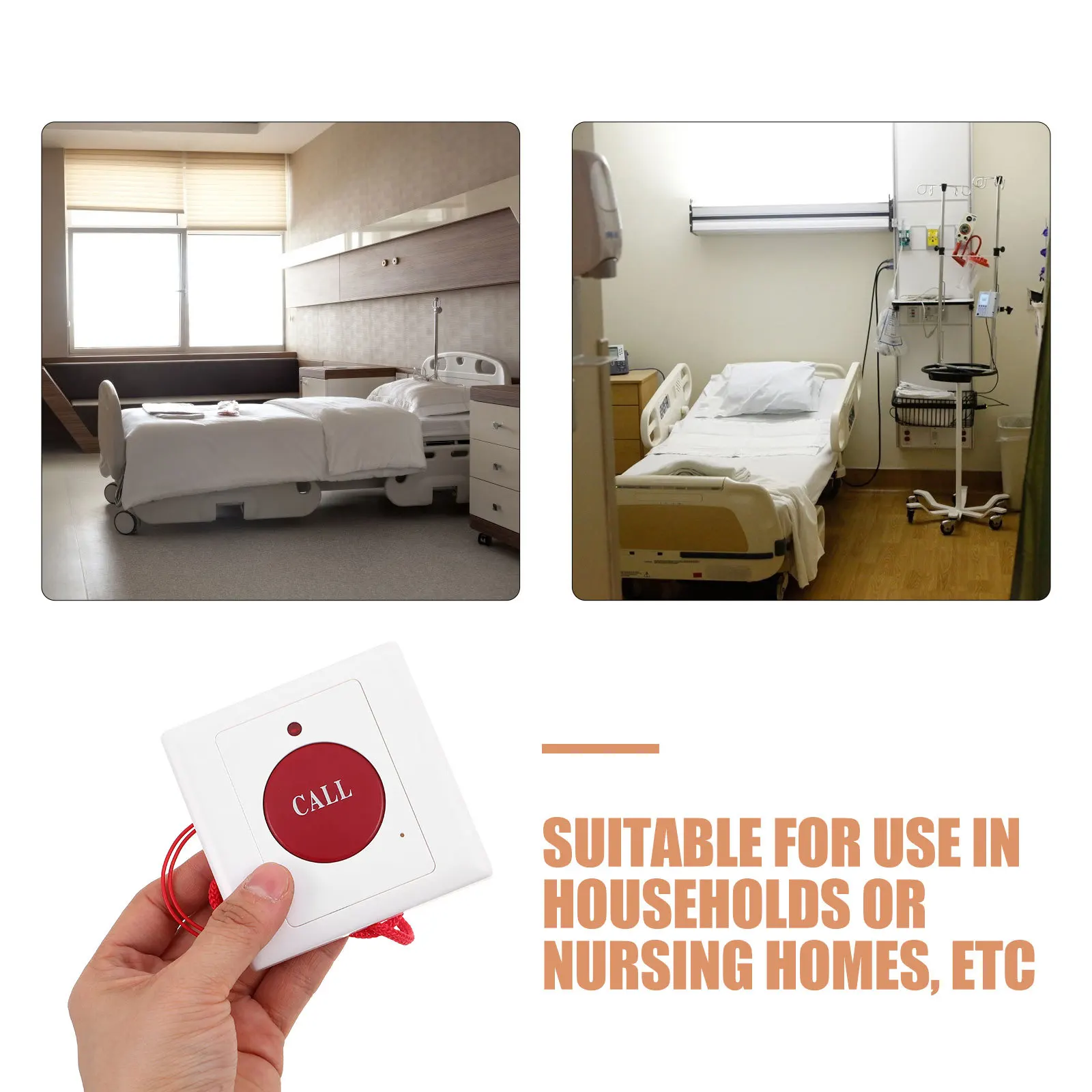 1pc Emergency Call Button For Disabled Pull Cord Dual Alarm Buttons Wall Mount System For Elderly Seniors Patients