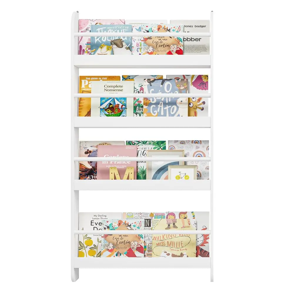 

Kids Bookshelf, Wall Mount 4Tier Book Shelf Organizer for Toys and Books, Toy Storage Bookshelf in Bedroom, Living Room and Nur