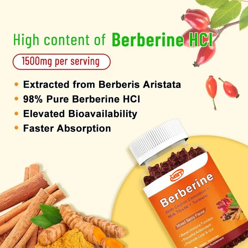 Berberine gummies are sugar free, while Orange Berberine HCL 1500mg contains Ceylon cinnamon and magnesium citrate