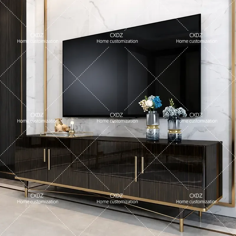 Postmodern Light Luxury TV Cabinet and Coffee Table Set Simple Living Room Floor Storage Unit Bedroom Audio Visual Console