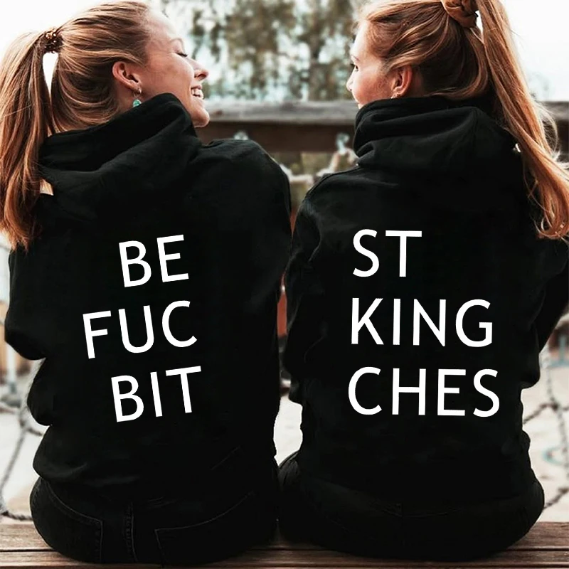 Matching Friend Besties Women Casual Hoodies Zip Up Sweatshirts Harajuku Long Sleeve Hooded Jackets Coat Best Friend BFF Hoodie