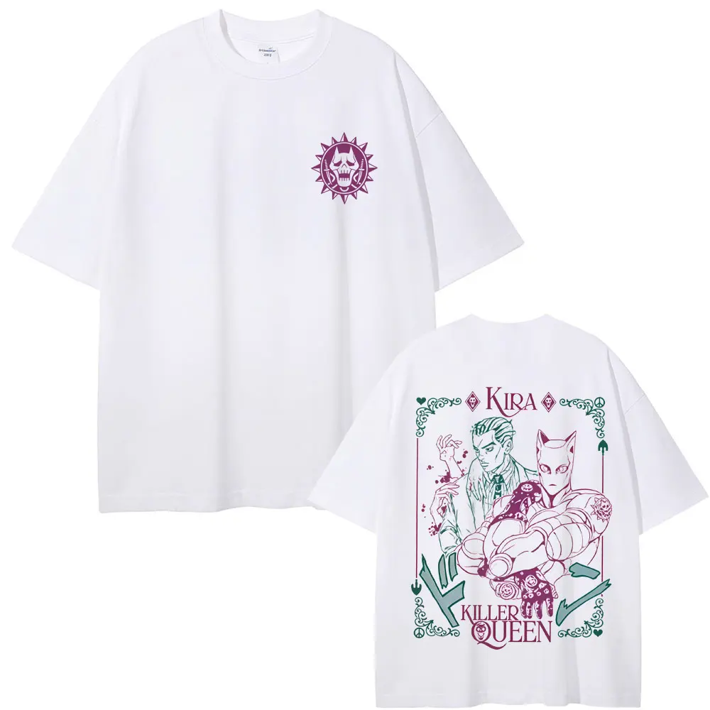 

Anime Jojo's Bizarre Adventure Kira Killer Queen T-shirt Men Women Manga Casual Vintage T Shirt Male High Quality Cotton Tshirt